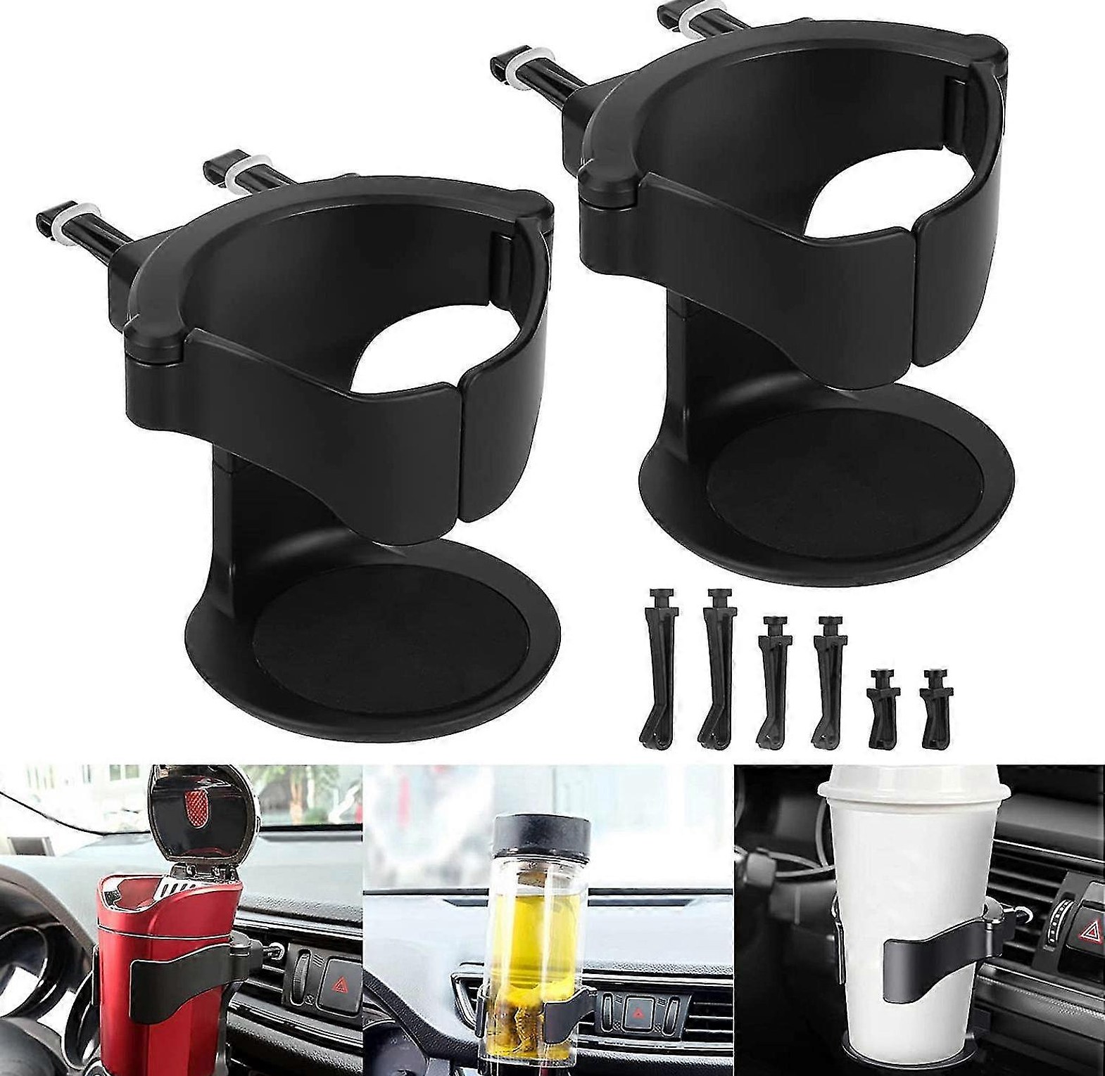 Universal Car Air Vent Cup Holder & Adjustable Drink Bottle Mount for Coffee/Water - Durable Interior Organizer image