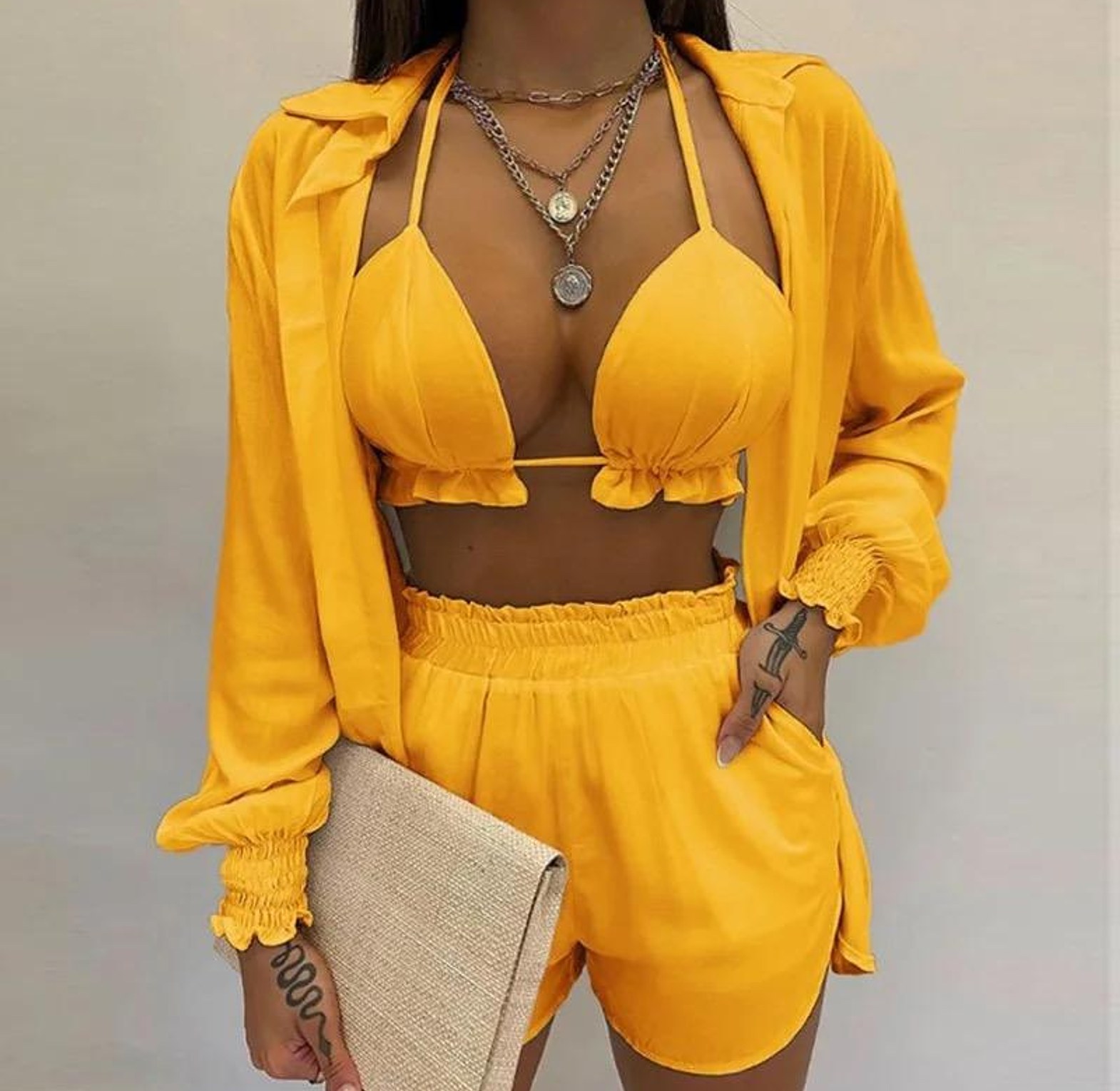 Y589 Bikini Short Set + Matching Coverup image