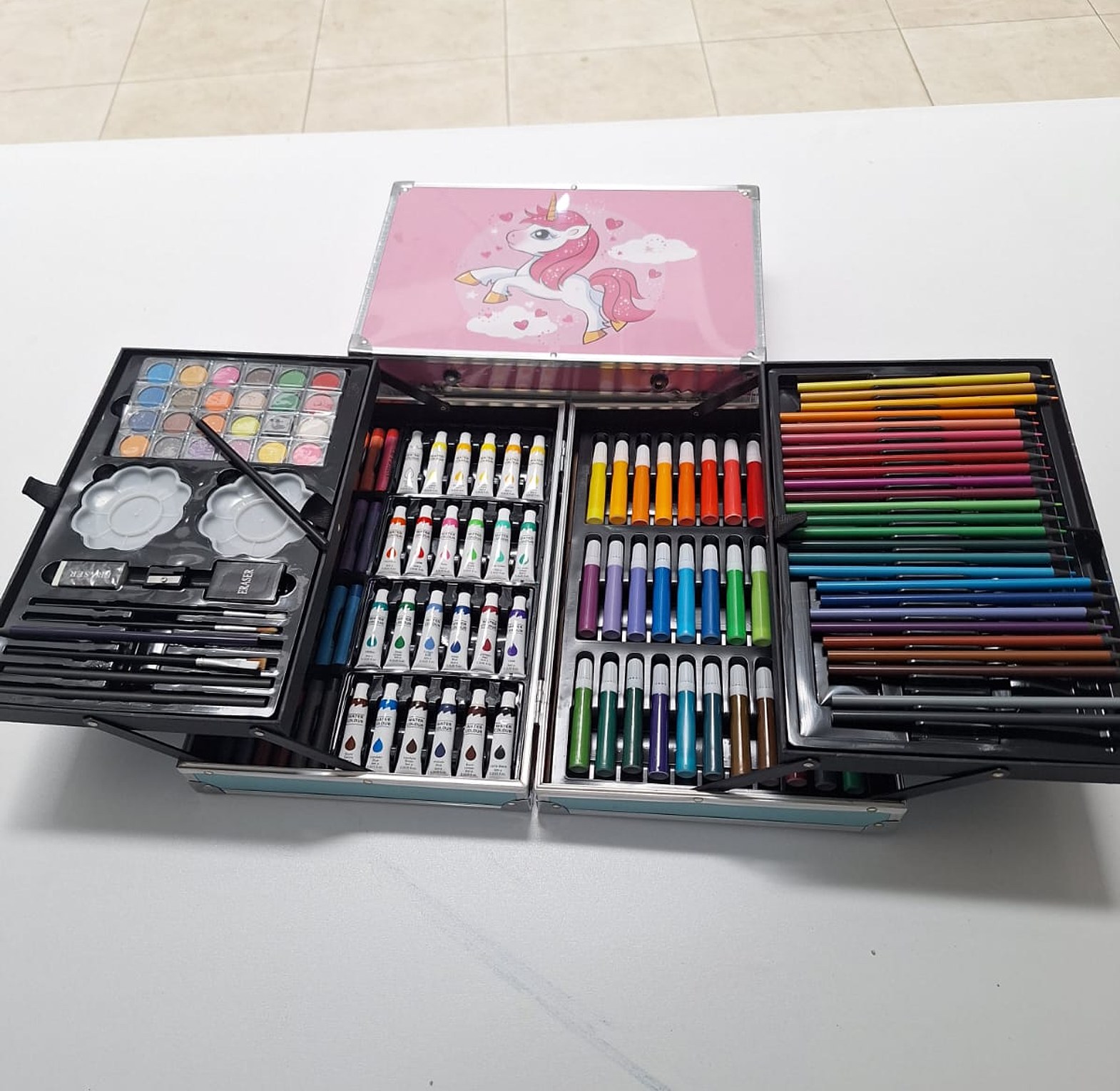 145pc Artists Aluminum Art Case Coloring Pencils Painting Set Children’s/Adults- image