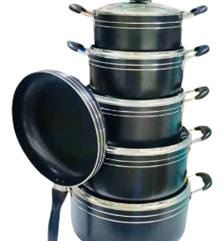 14-Piece Non-Stick Aluminum Cookware Set - Black, Durable, Easy to Clean Highly Recommended image