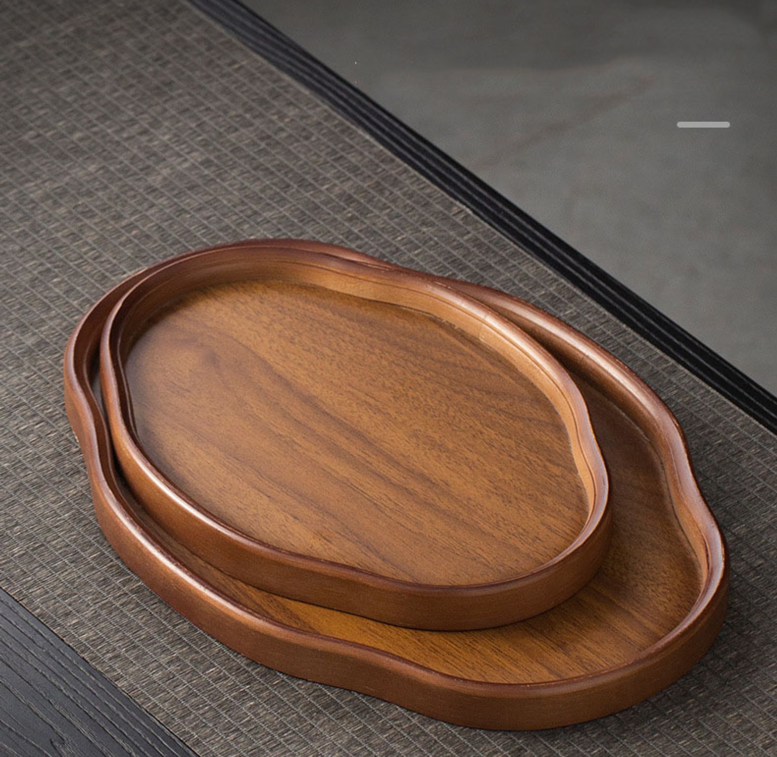 2-Piece Wooden Decorative Serving Tray Set image