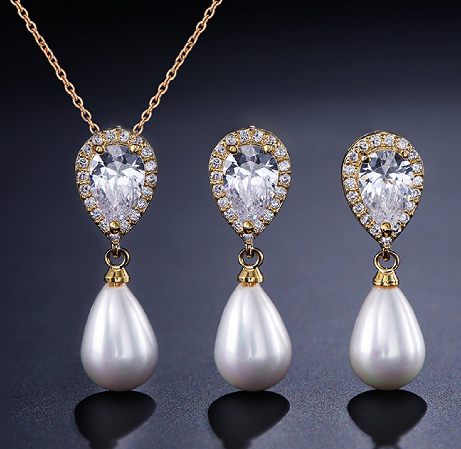 Cubic Zirconia Imitation Pearl Set image