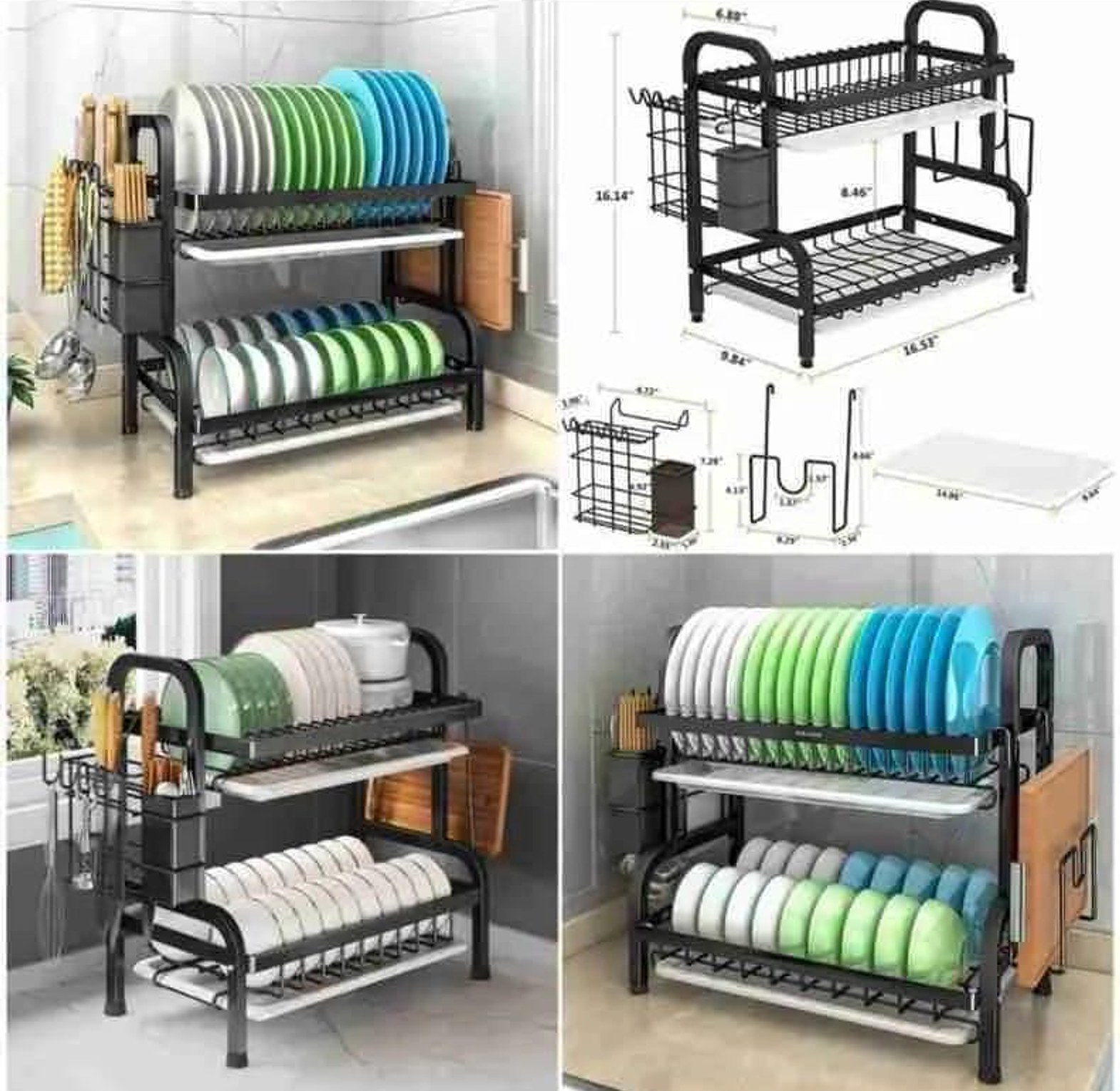 DISH RACK. HIGH Quality 2 Tier High quality carbon steel dish rack image