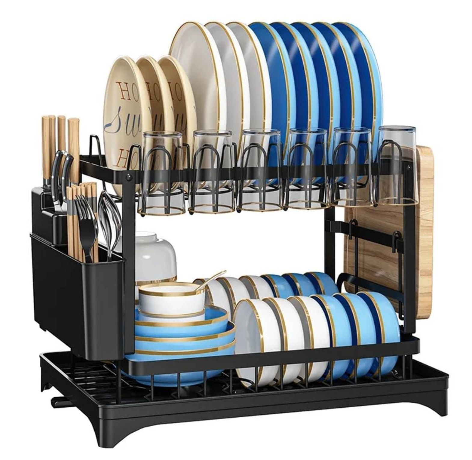2 tier Kitchen Dish Bowl Drainer  Storage Rack image