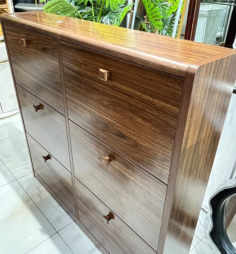 Wood-Finish Shoe Cabinet image
