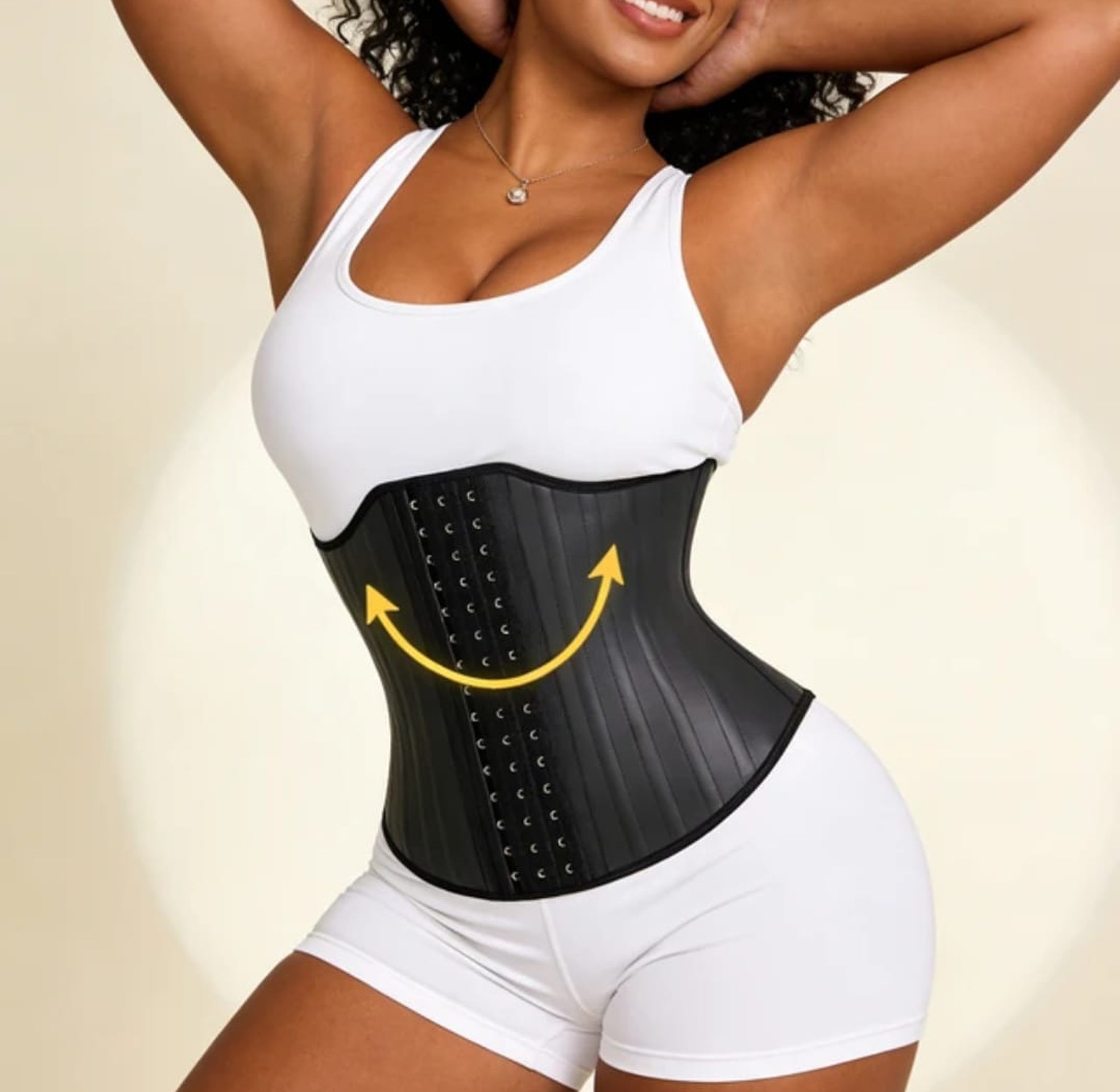 25 Steel-Boned Latex Waist Trainer – Black image