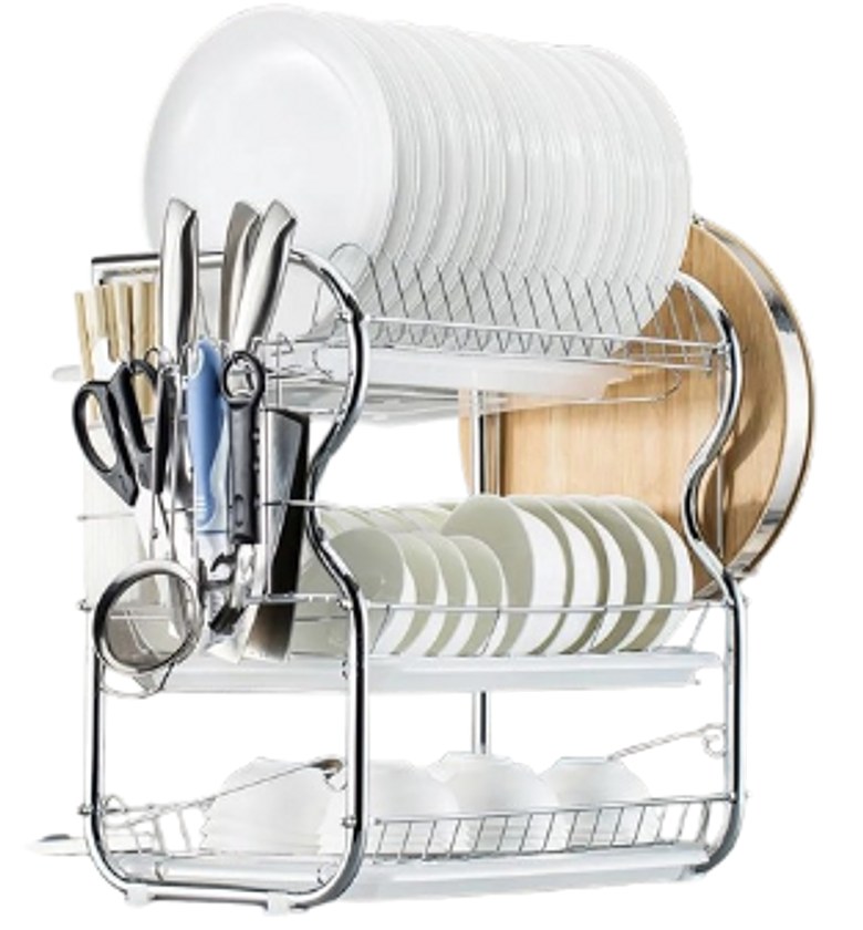 Dish Rack. Rashnik 3 Layers Stainless Steel Dish Rack image