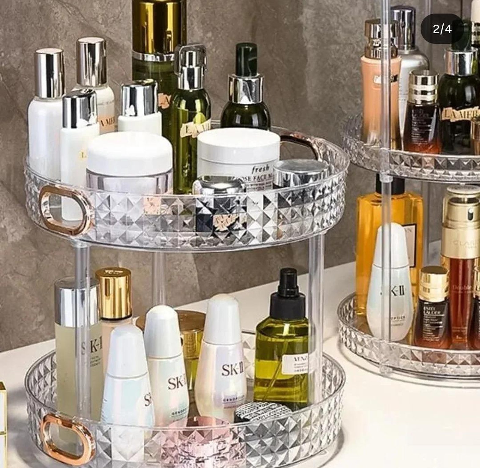 2 tierDiamond acrylic rotating cosmetic organizer image