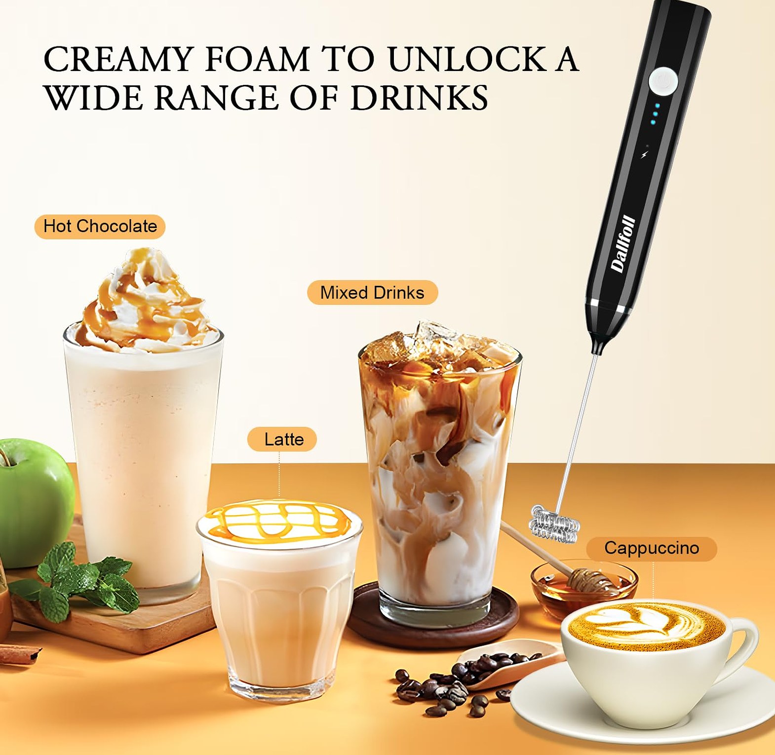 Rechargeable Milk Frother and Mixer, Egg Beater, Whisk image