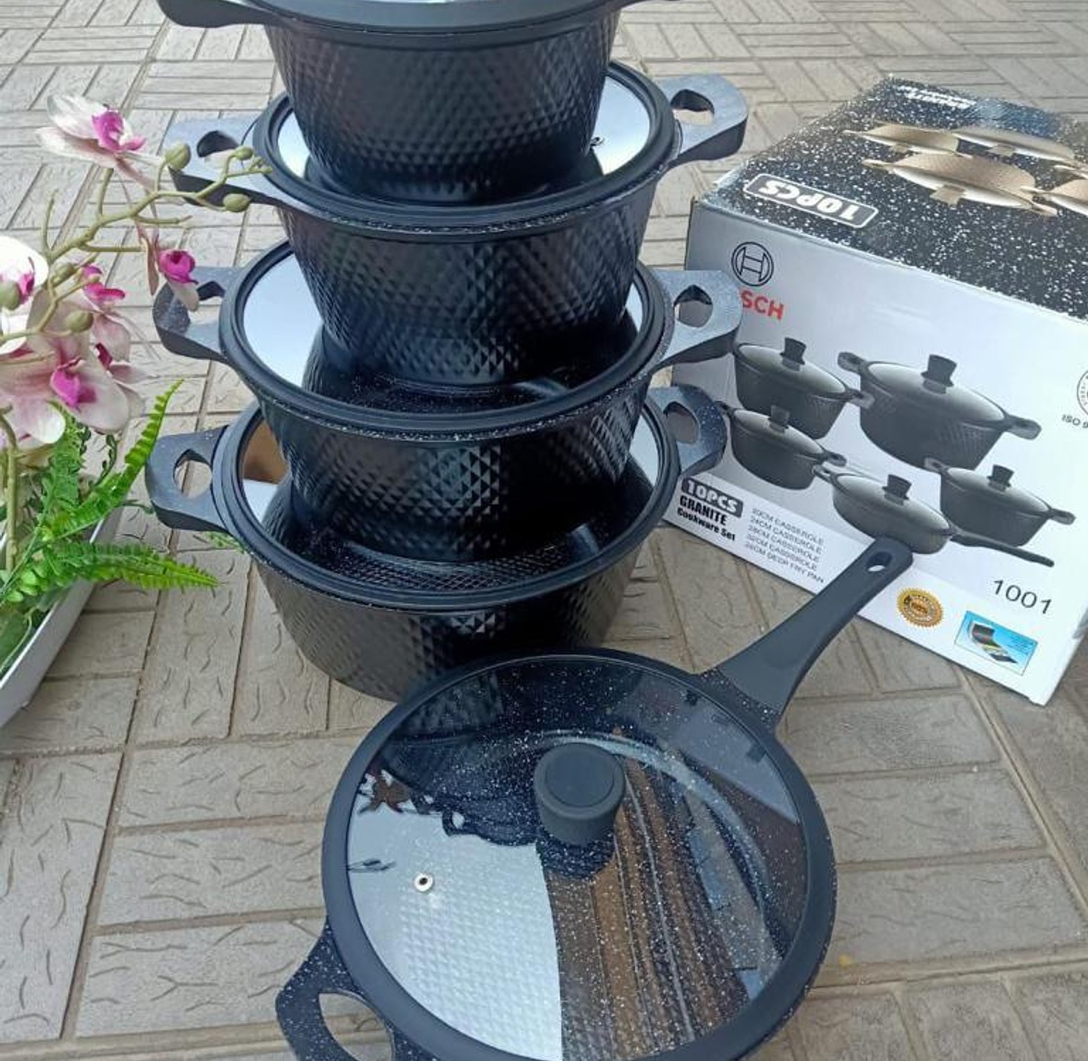 Bosch 11 PCS Granite Cookware Set with Silicone Lid Non Stick Cooking Pots image