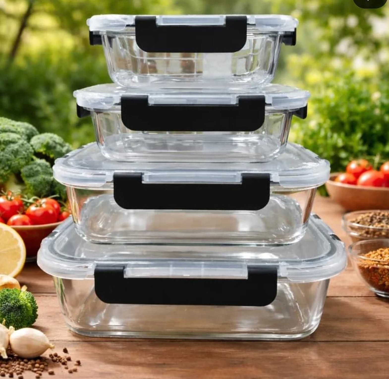 4 pcs glass food container set image