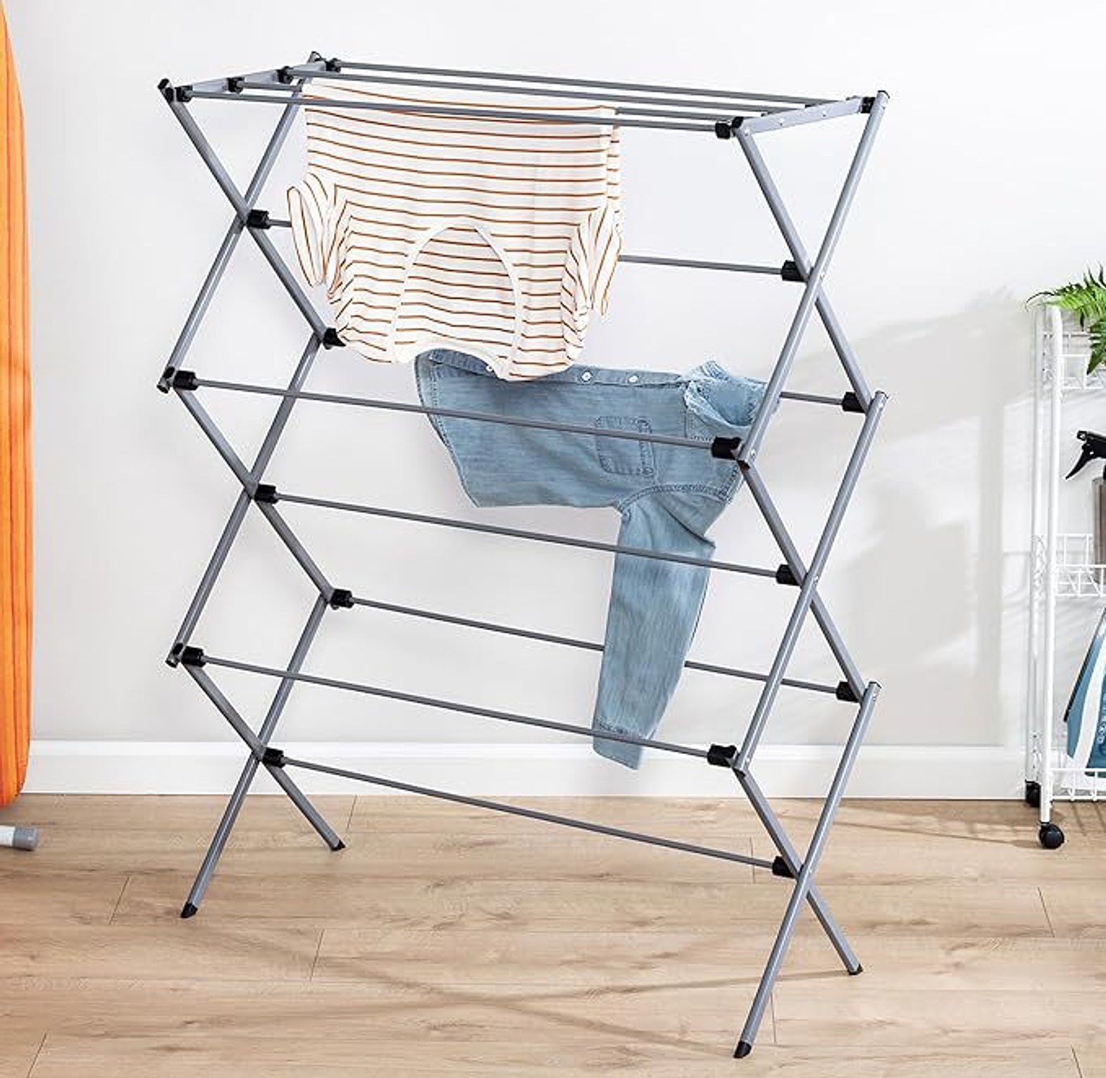 Foldable Clothes Drying Rack Stand Heavy Duty Multi-Tier Space-Saving Indoor Clothing Airer for Apartments  (Dimensions 76x38x105cm) image