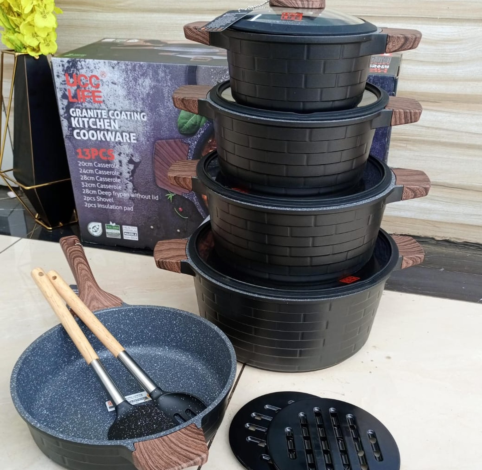 Cookware Set. High Quality UCC LIFE GRANITE COATING KITCHEN COOKWARE SET image