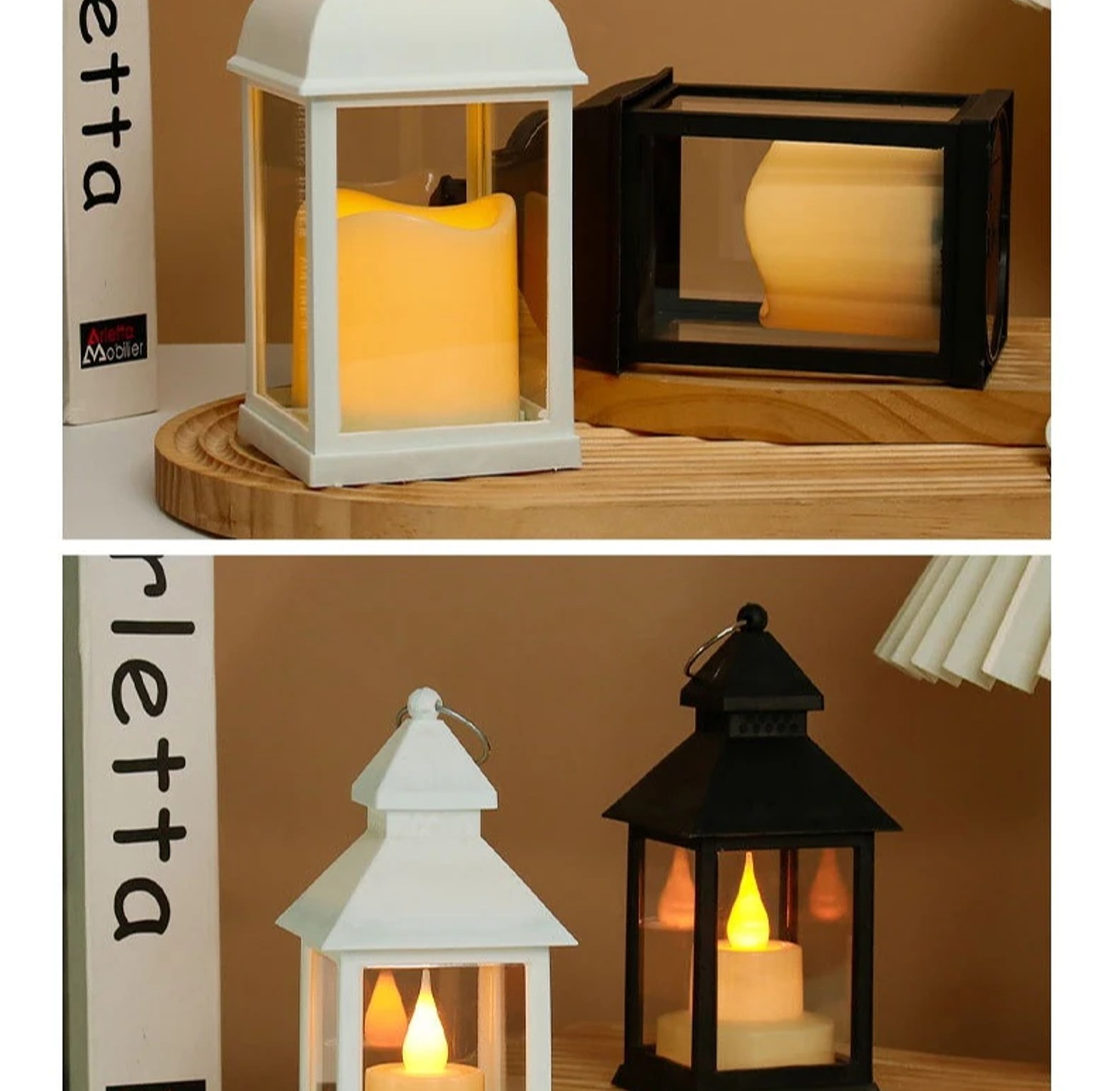 Modern Minimalist LED Candle Lantern Holder with Flickering Flameless Candle for Home Decor & Events image