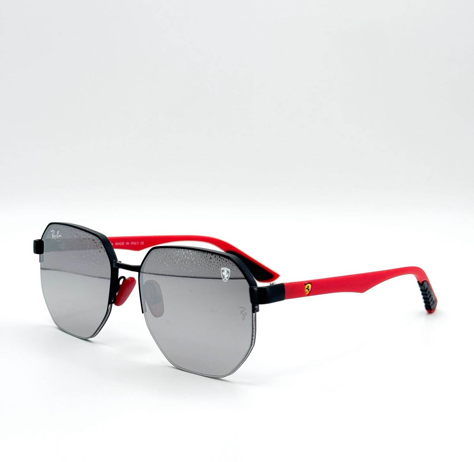 Sporty Red and Black Geometric Shield Sunglasses image