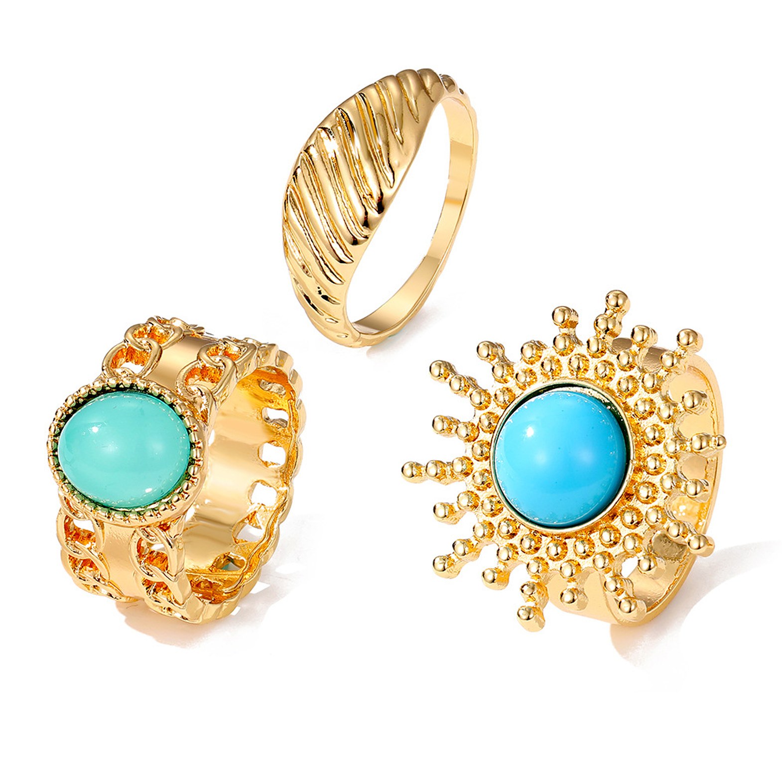 Sun Moon Gemstone Ring Set image