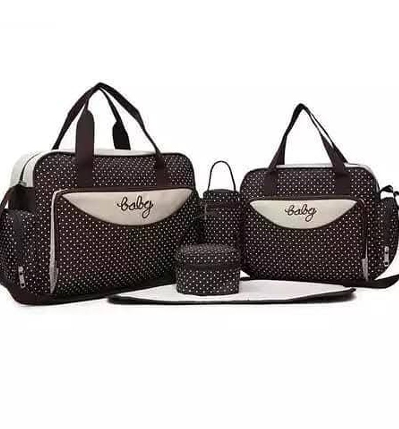 Fashion 5 In 1 Baby Diaper Bag Nappy Changing Pad Travel Mummy Bag image