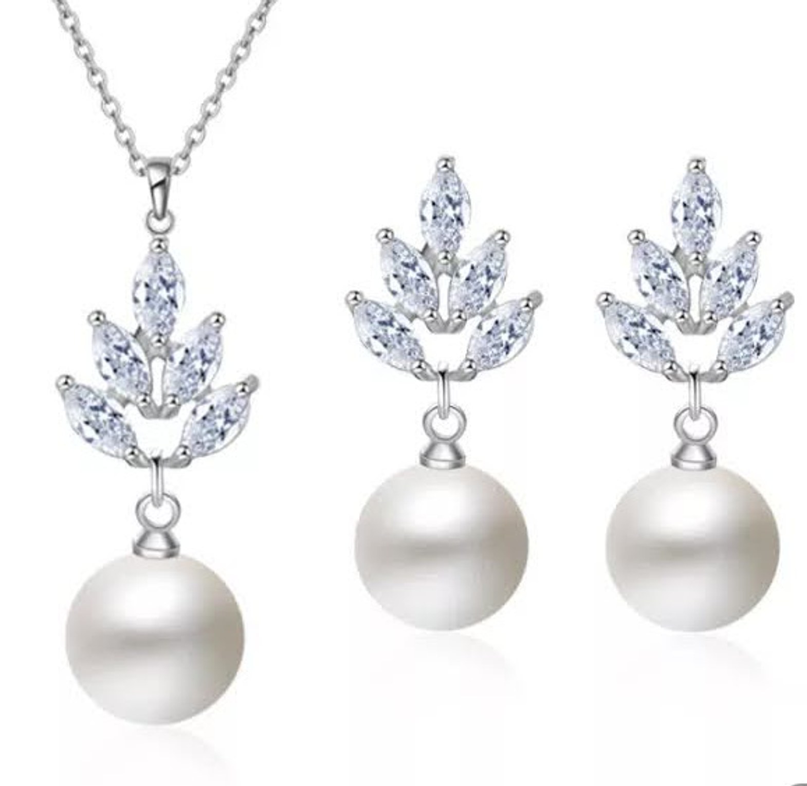 Imitation Pearl & cubic zirconia set image