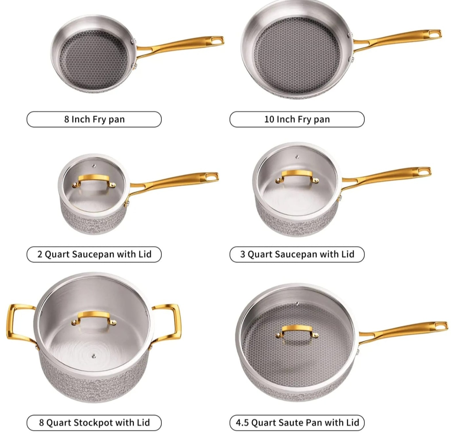 10PCS Premium Triply Stainless Steel Cookware Set image