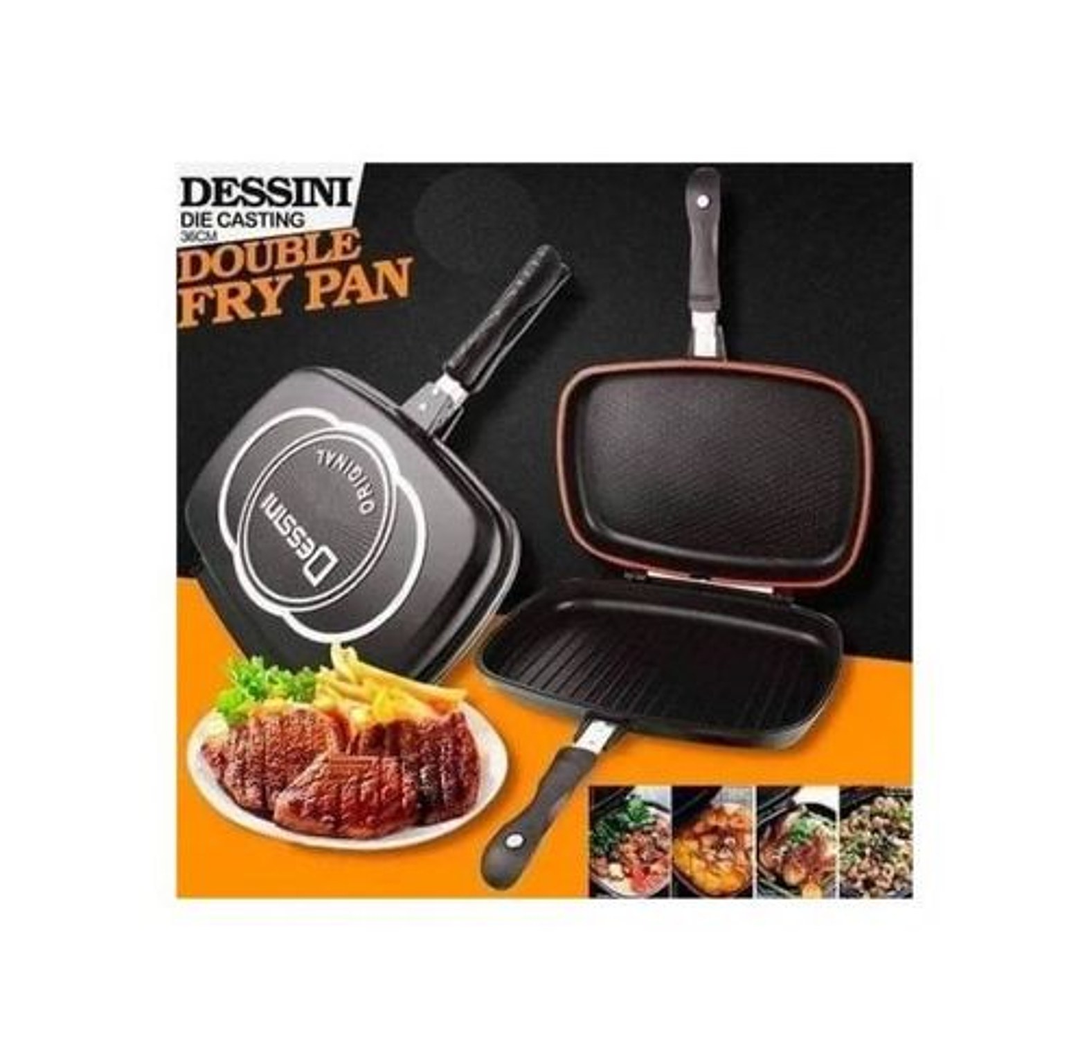 GRILL PAN. Dessini Two-Sided Double Grill Non-stick Pressure Pan 40 Cm image