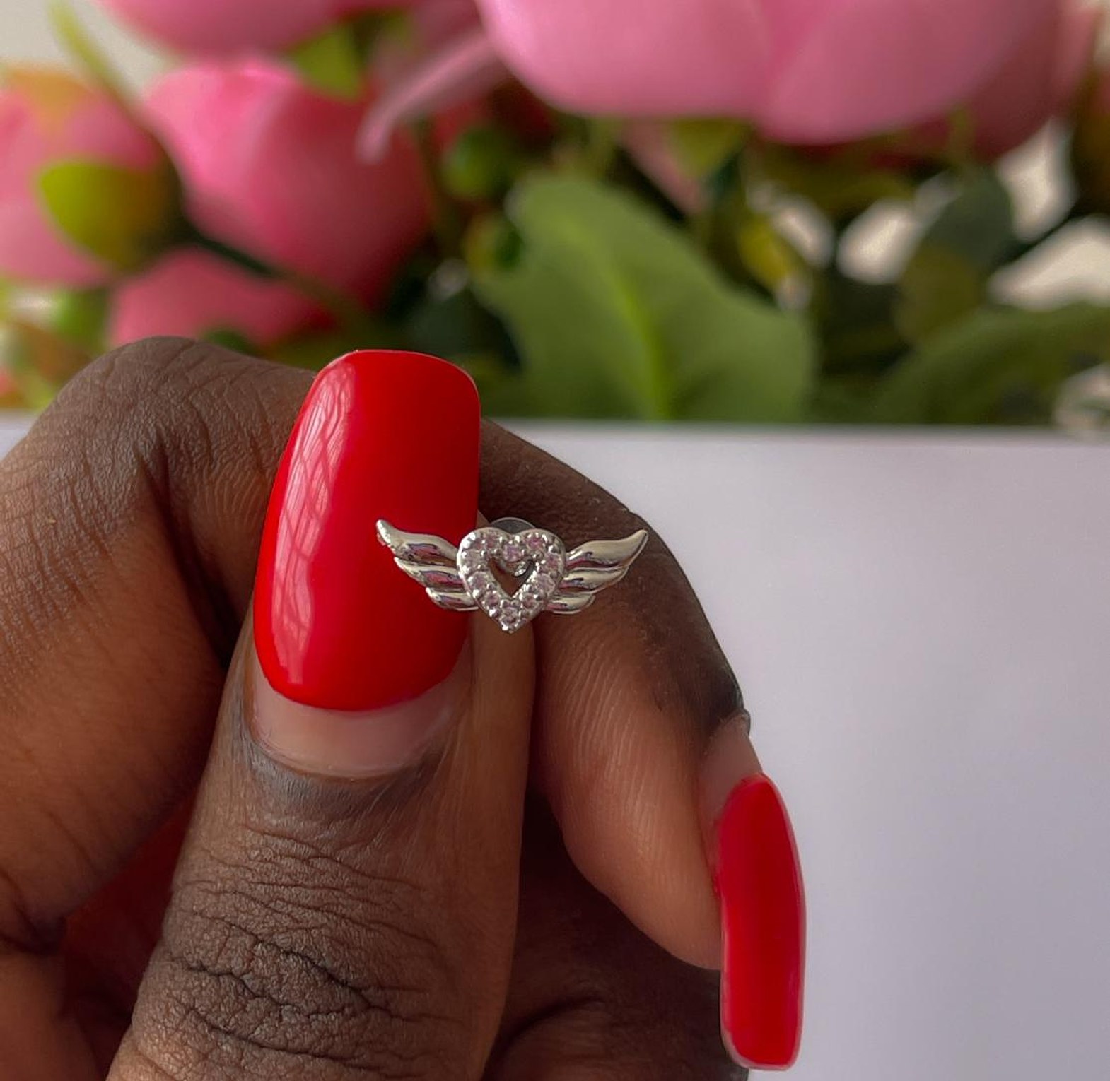 Angelic Heart Wing Flat Back Stud image