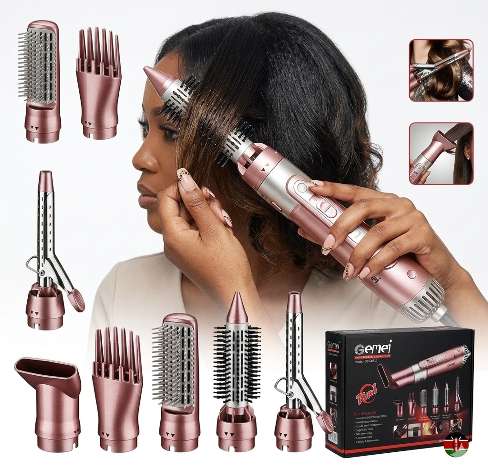 7-in-1 Professional Hot Air Styler GM-4831, 2200W Multi-Functional Hair Dryer & Curler with Overheating Protection image