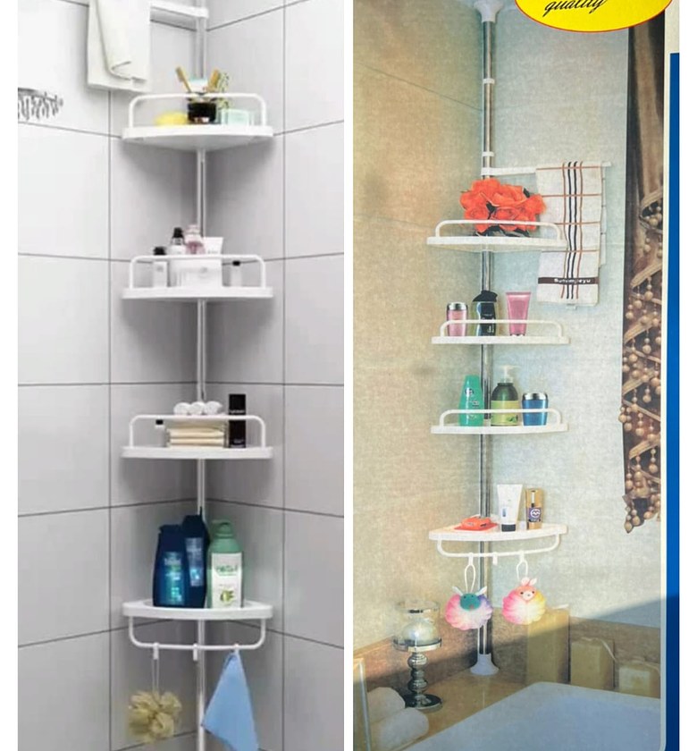 Quality Affordable 4 Layer Multi Corner shelf Tension Pole-Bathroom Organizer image