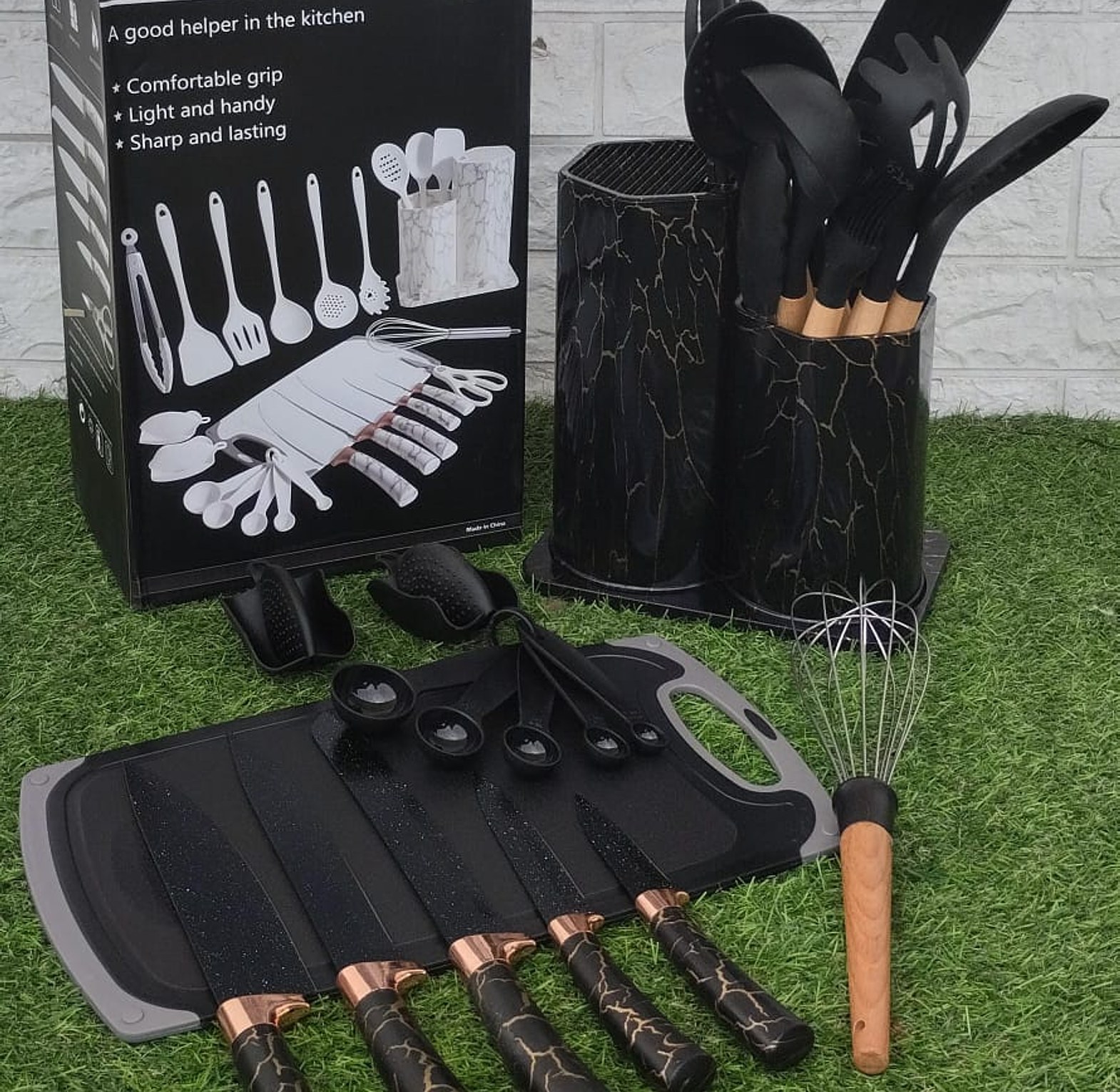Silicone Spoon Set  25-Piece Marble Design, Heat Resistant, Non-Stick, BPA-Free image