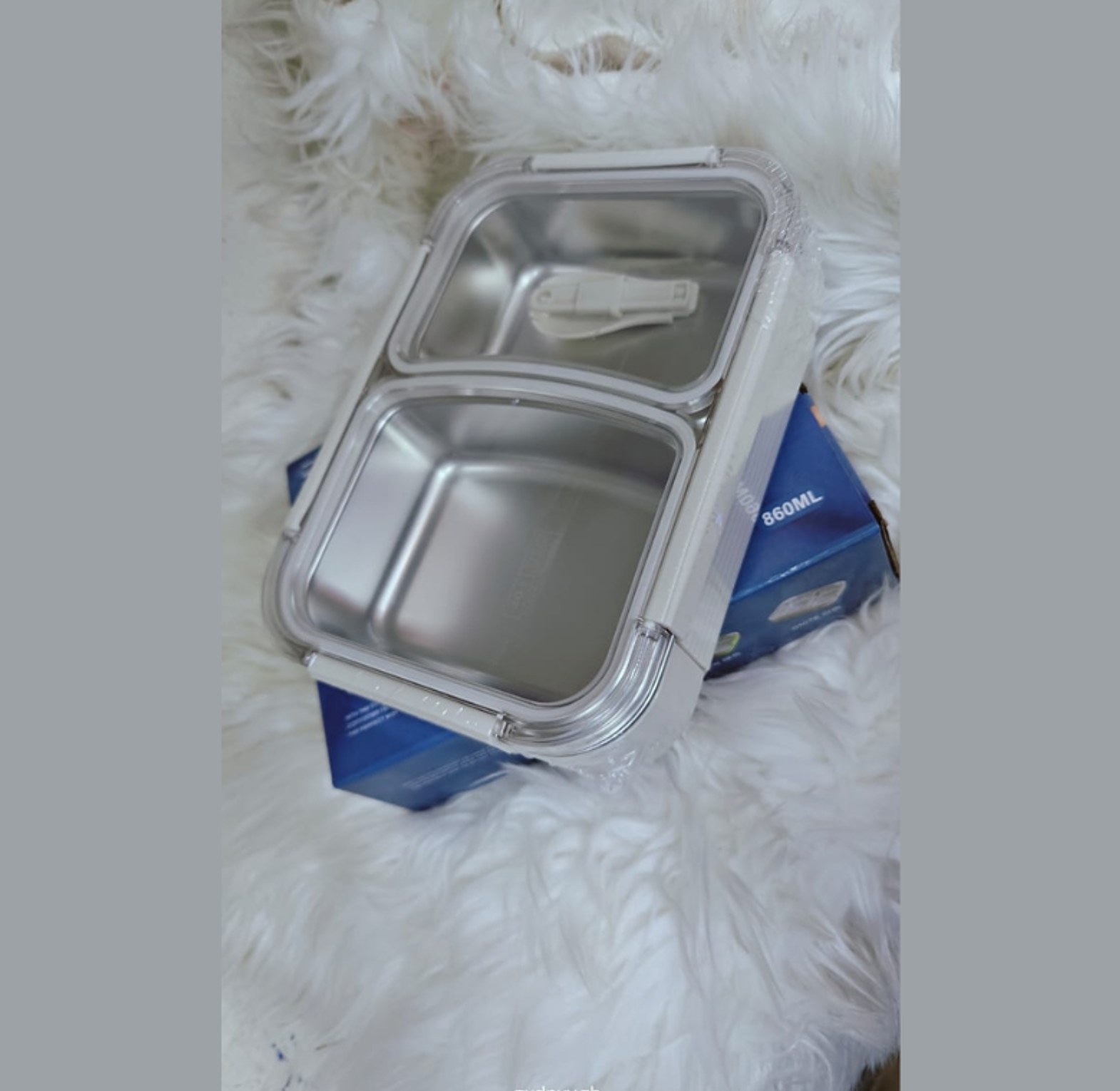  2-Grid Stainless Steel Food Flask with BPA-Free Airtight Lid image
