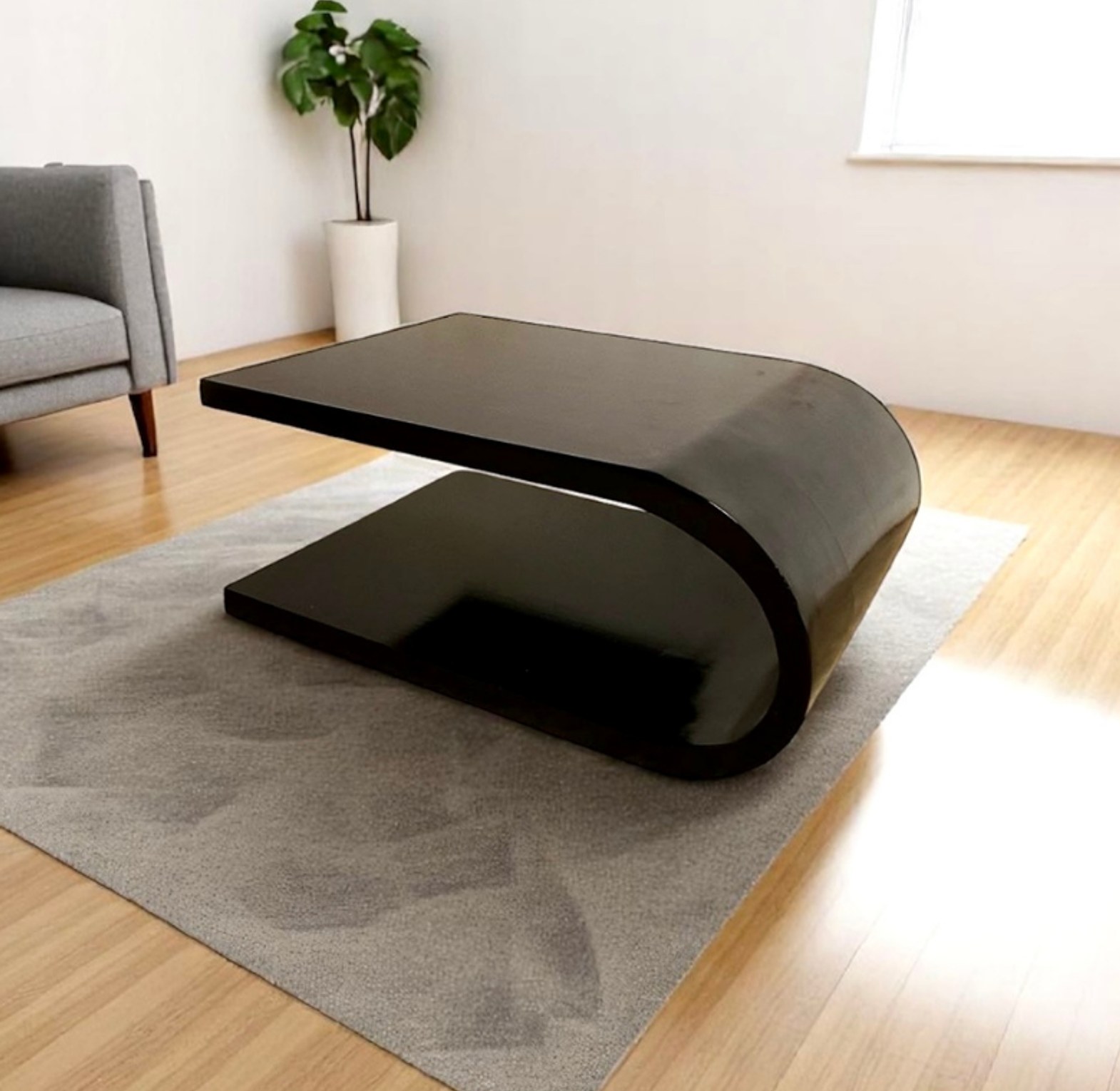 Curved Wood Coffee Table image