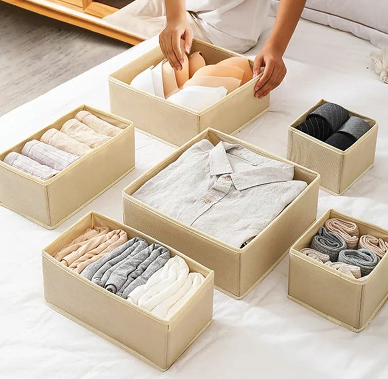 6pcs/1set Underwear Storage Box Foldable Non-woven Storage Box  image