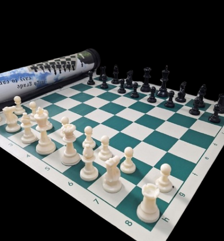 Portable Tournament Chess Board Game Mat size 50cm by 50cm + FREE Carrier Bag and a free chess watch   image