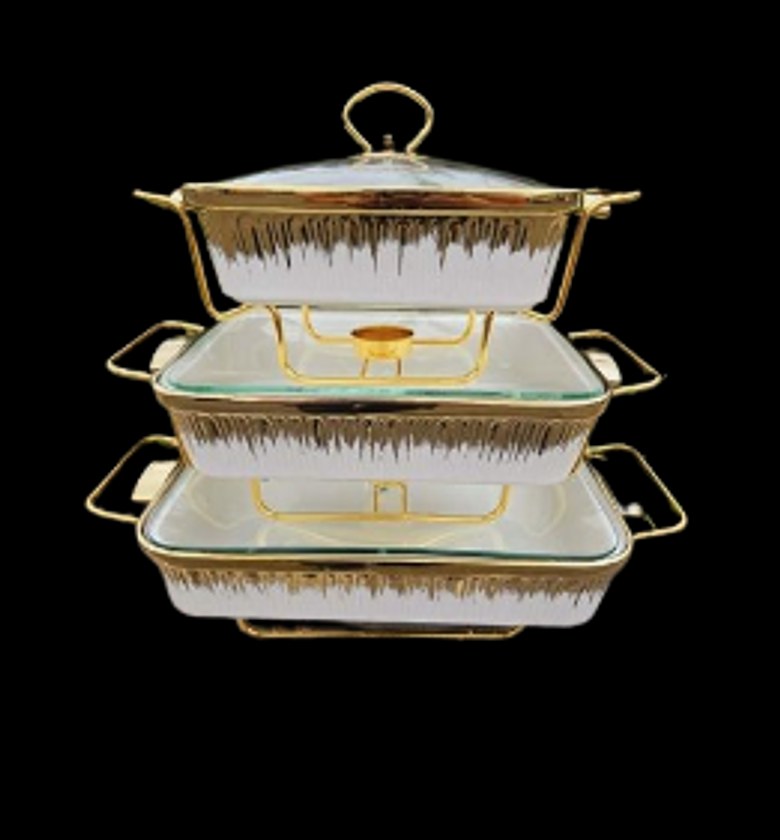 Chaffing Dishes. Best Quality 3pcs Ceramic Chaffing Dishes image