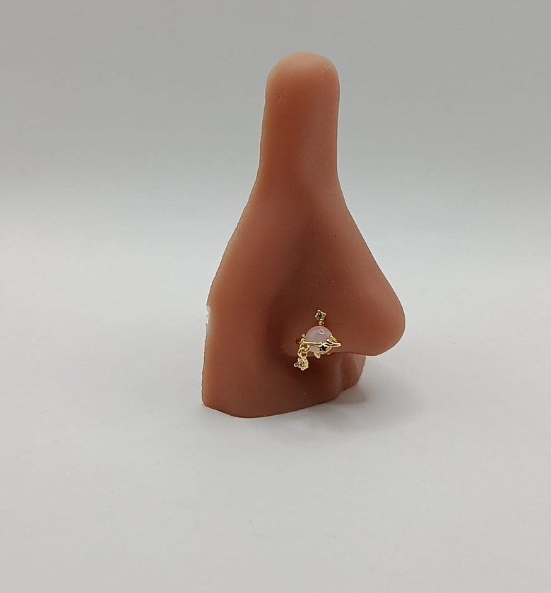   Gold Saturn Planet Nose Ring image