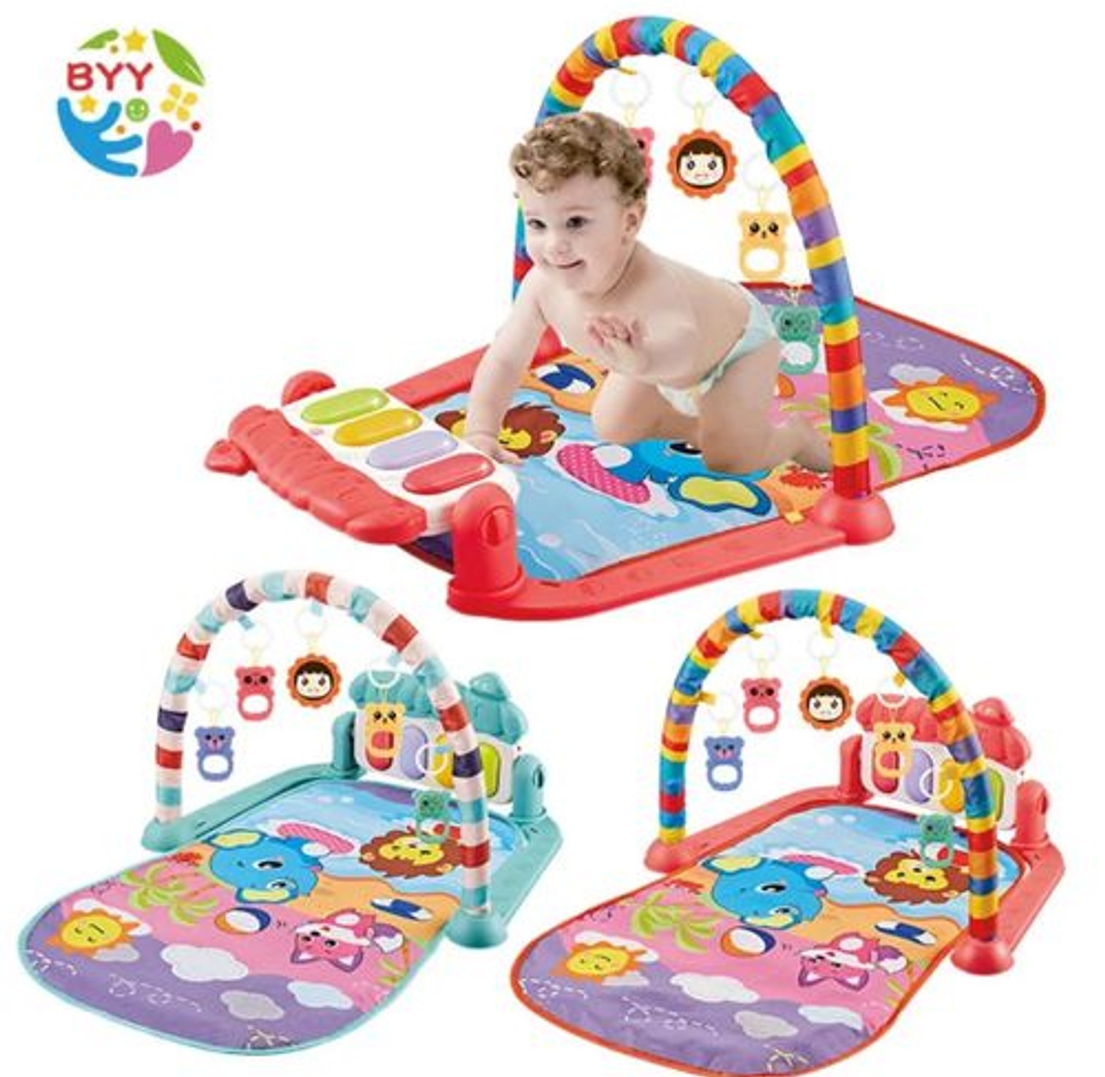 Baby gym rack, piano and play mat image