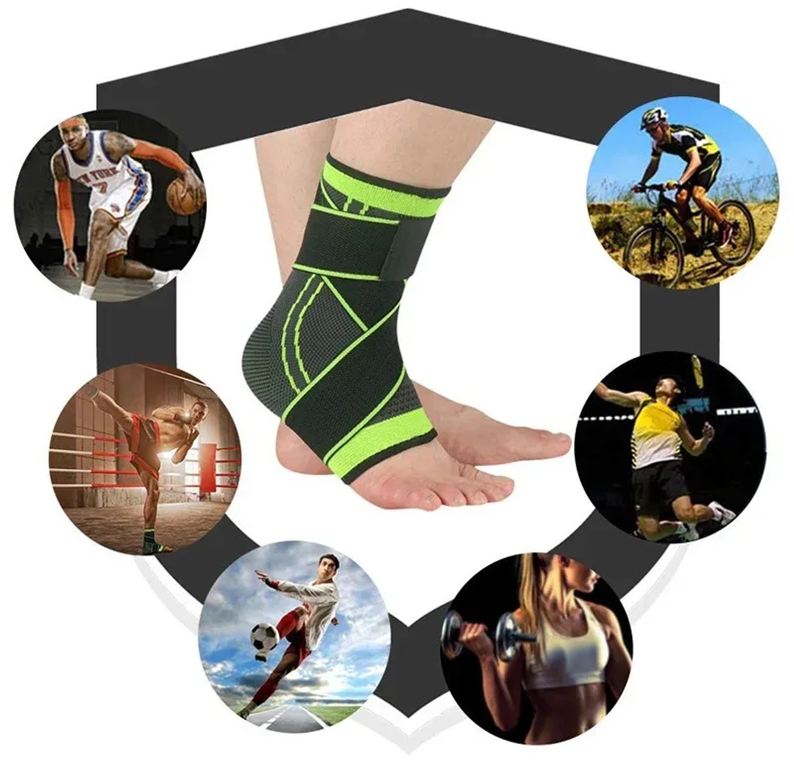 Adjustable Ankle Support Brace & Compression Sleeve for Sports, Sprain Recovery & Joint Pain Relief - Breathable Guard for Men & Women image