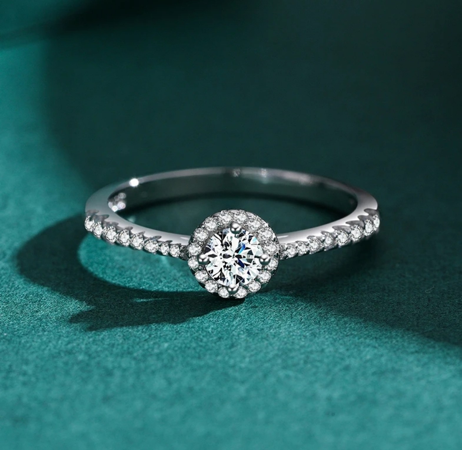 Round Sparkling Pure Sterling Silver Engagement Proposal Promise Ring  image