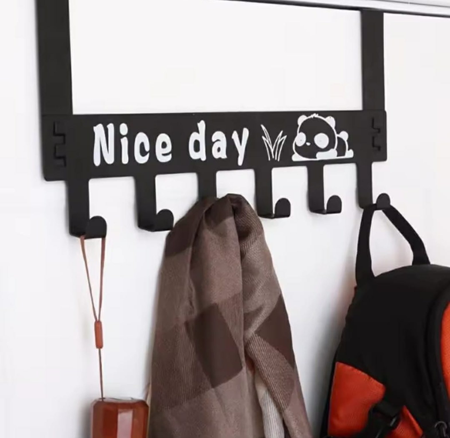 Multipurpose Over-The-Door Hanger Black image