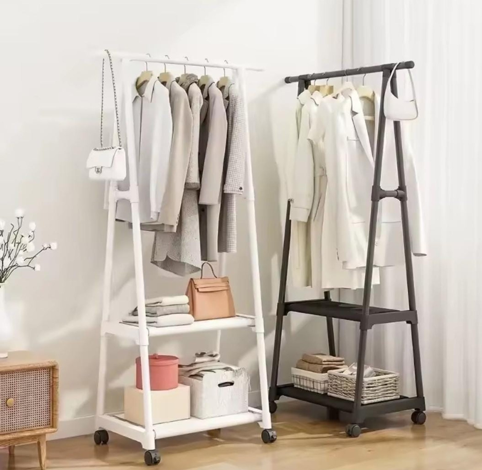 Indoor Triangular Coat Rack with Wheels image