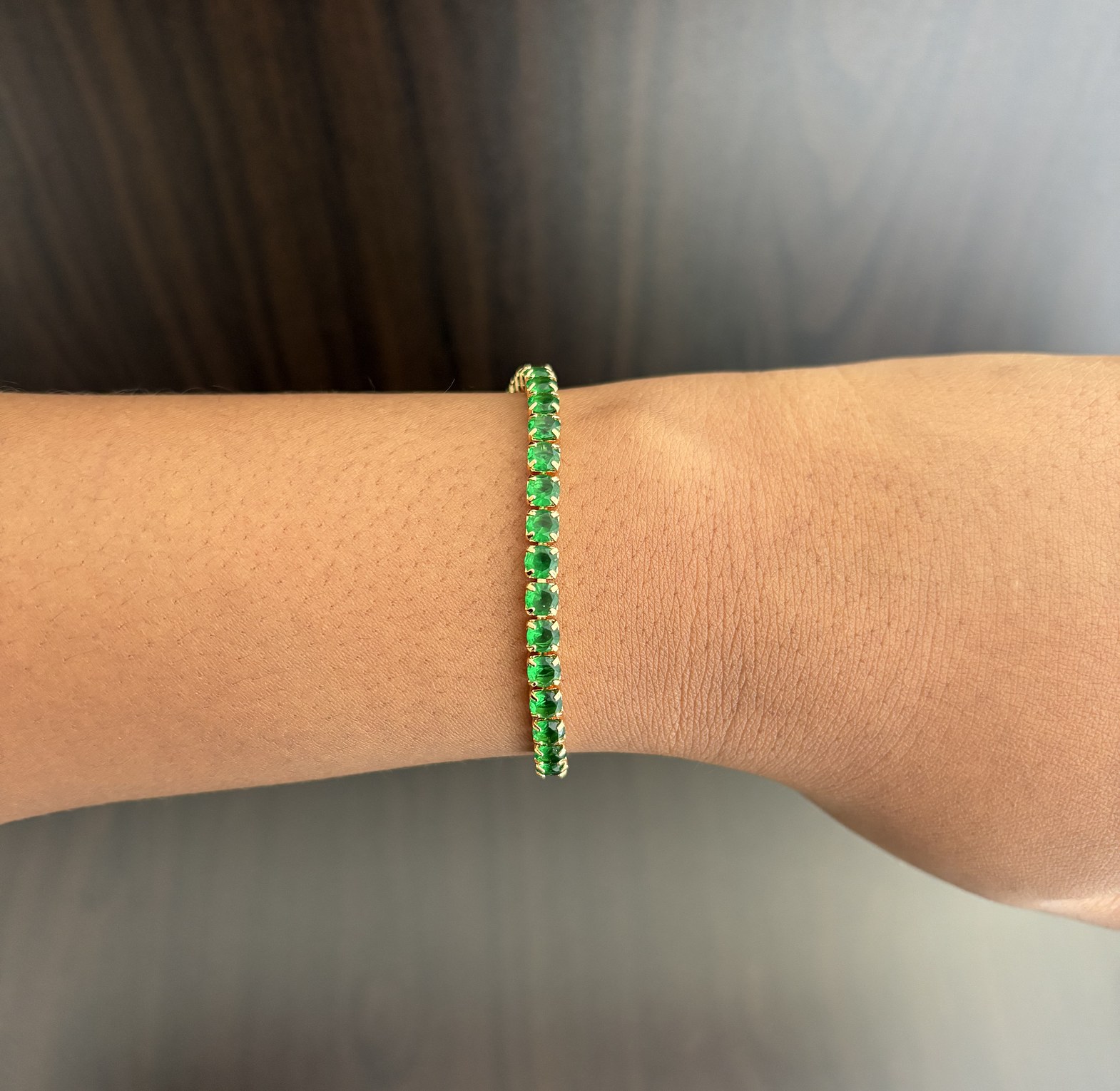 Zinnia Tennis Bracelet (Draw String) - Green image