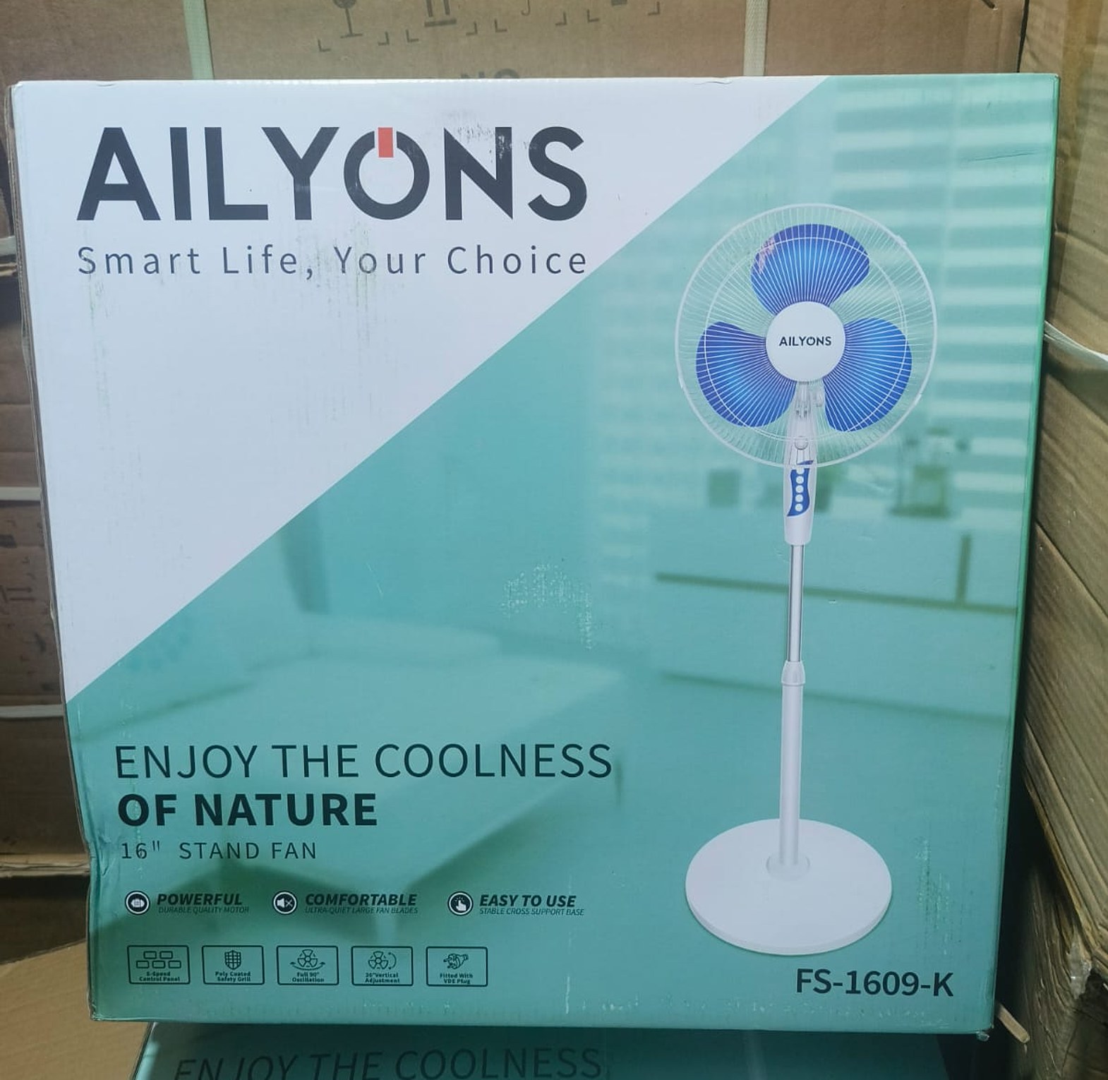 AILYONS 18'' Inch Stand Fans, 3 Speed - Black image