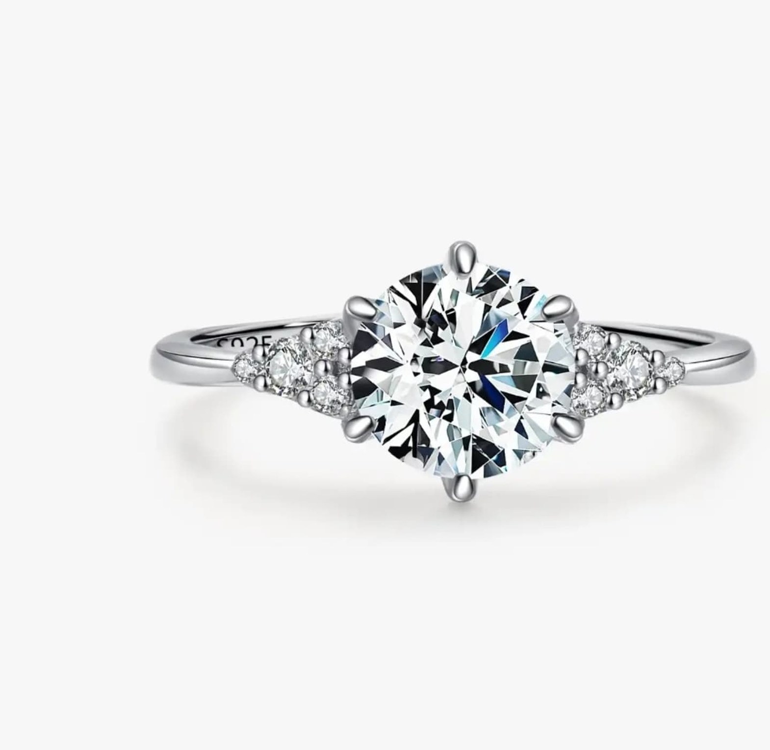 Emerald Cut, S925 Sterling Silver Engagement Ring image