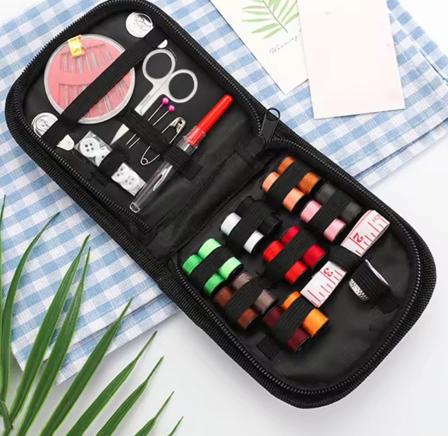 Portable 27-Piece Sewing Kit & Needle Thread Box for Home Travel & CBC Students image