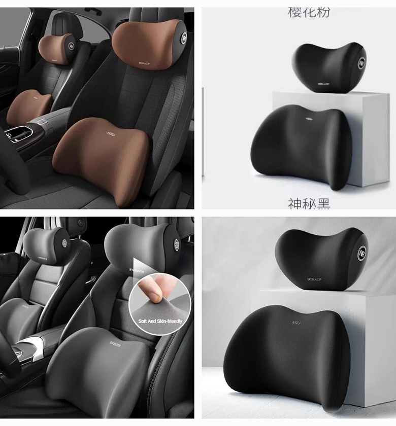 2 piece memory foam car headrest lumbar support image