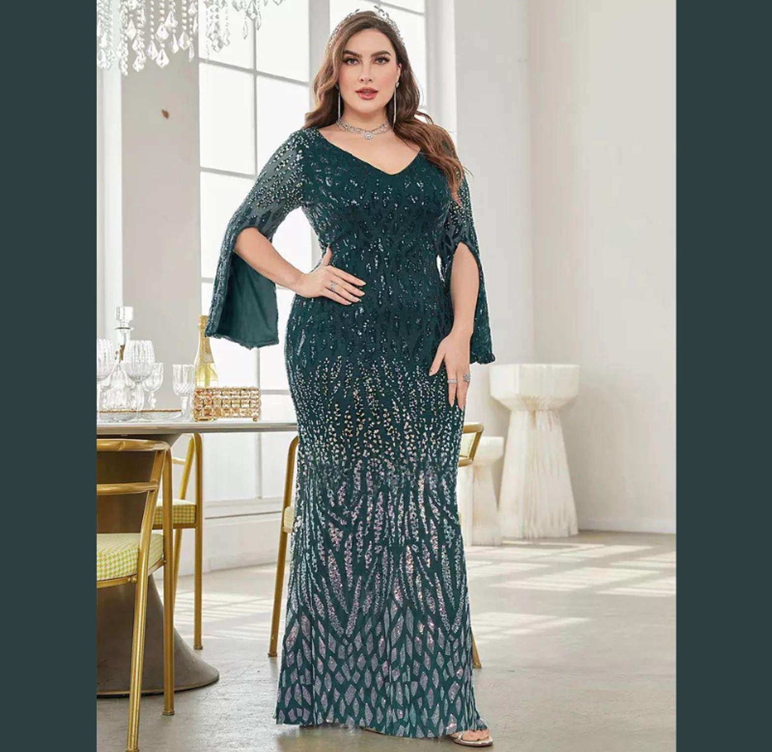 Monarch Sequin Cascade Mermaid Gown image