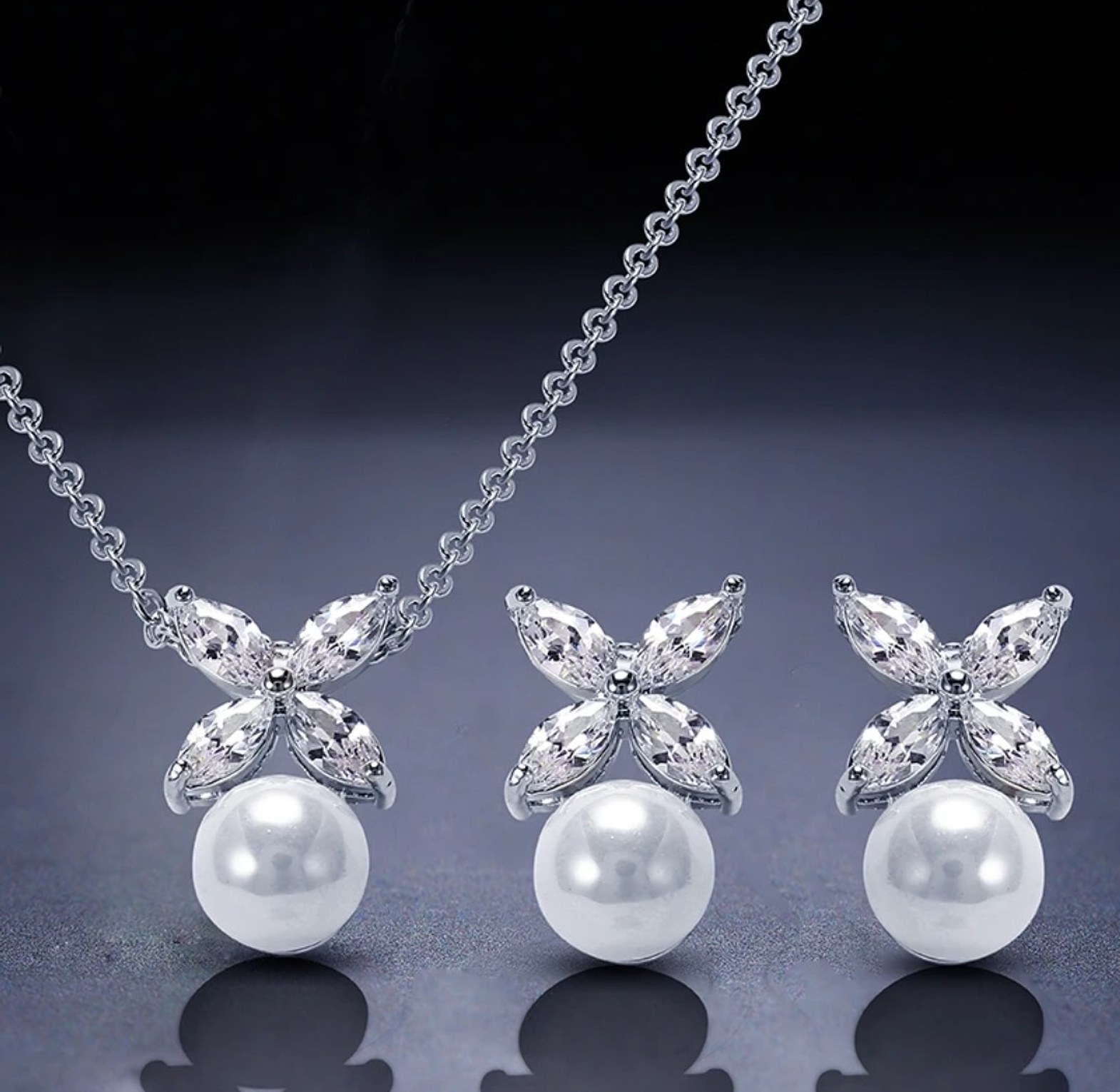 Cubic Zirconia imitation pearl SET image