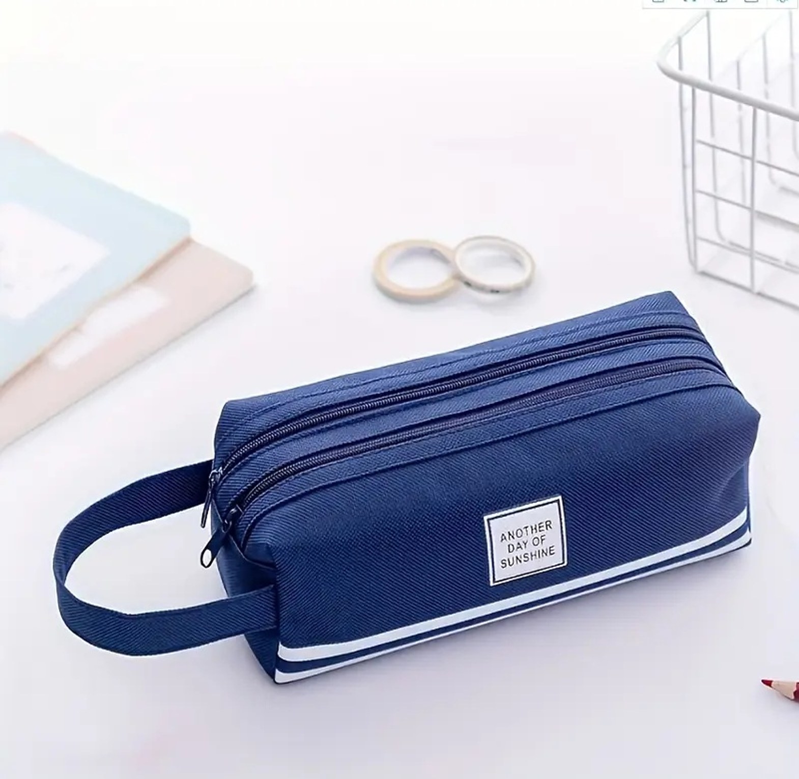 Large Capacity Multi-Compartment Pencil Case Aesthetic Stationery Organizer Bag and Makeup Pouch for Students & Professionals image