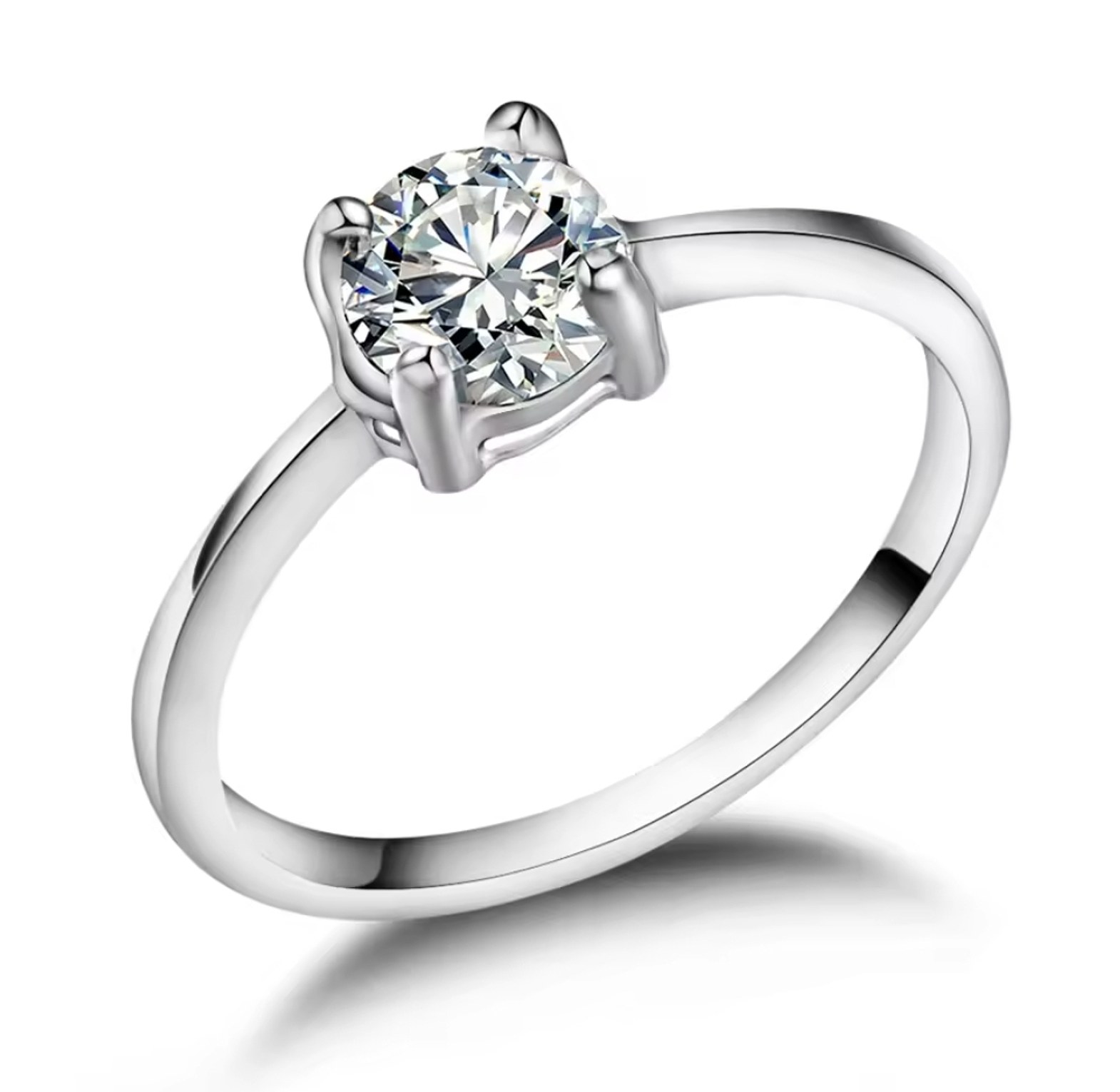 Stainless steel round zirconia stone engagement proposal promise ring  image