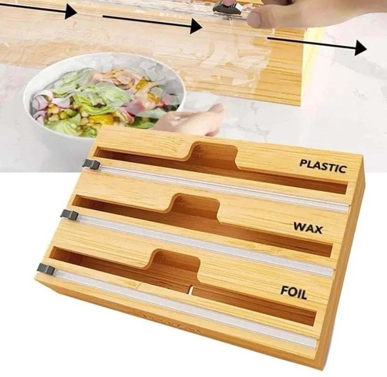 3-Layer Bamboo Wrap Dispenser with Cutter image