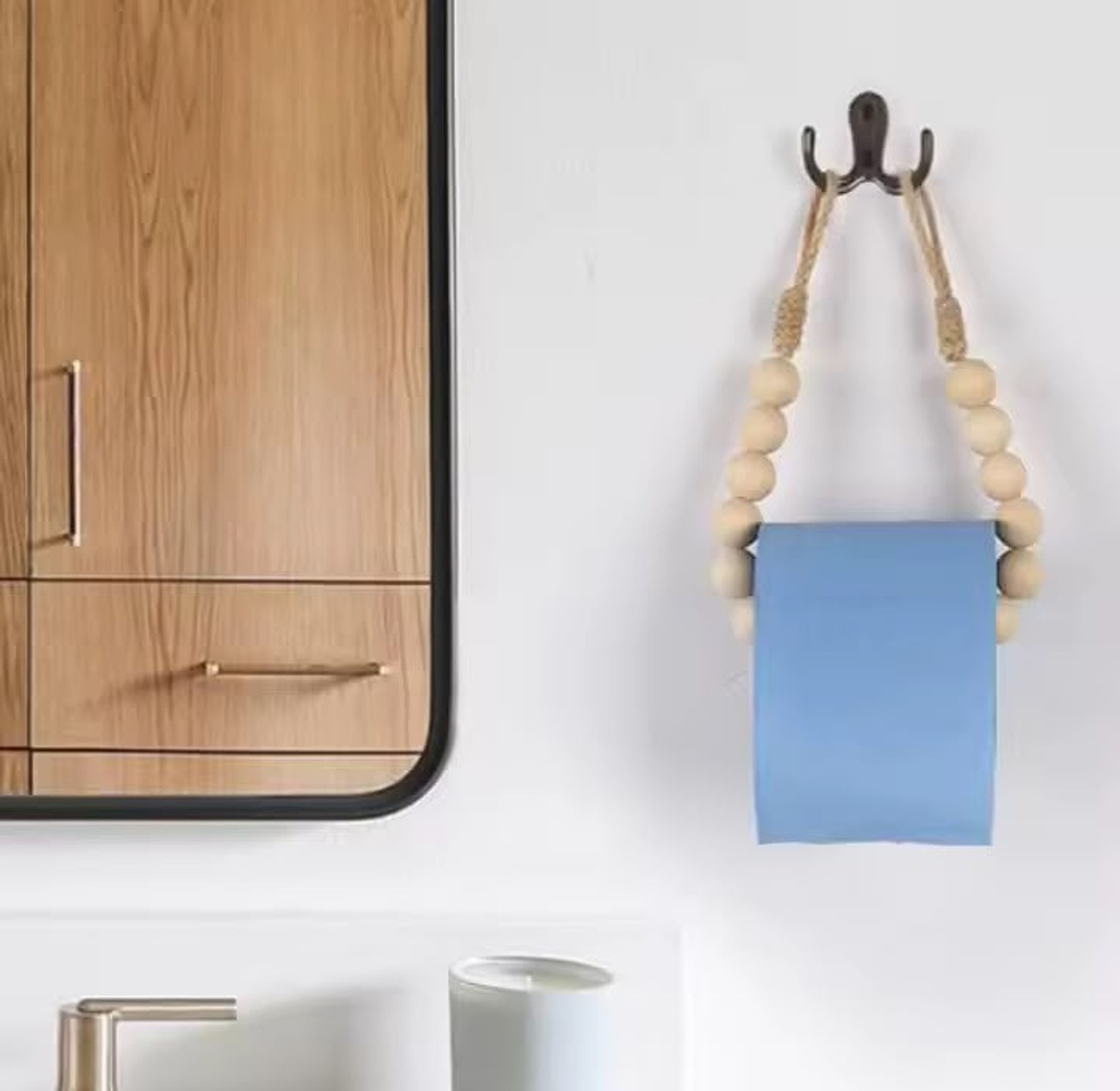 Elegant Wooden Bead Paper Towel Holder image